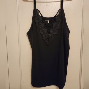 Black Plunge Lace Tank Top